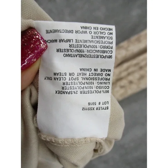 Xscape Dress Womens 4 Sheer Floral Lace Trumpet Gown Feminine Wedding Lined Tan - Picture 13 of 14